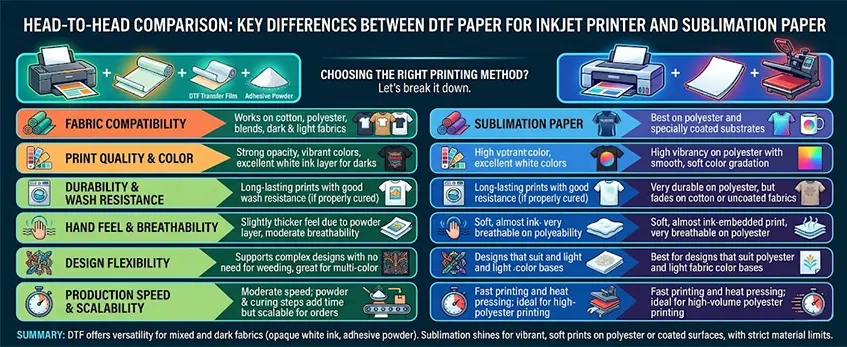 DTF Paper vs Sublimation Paper
