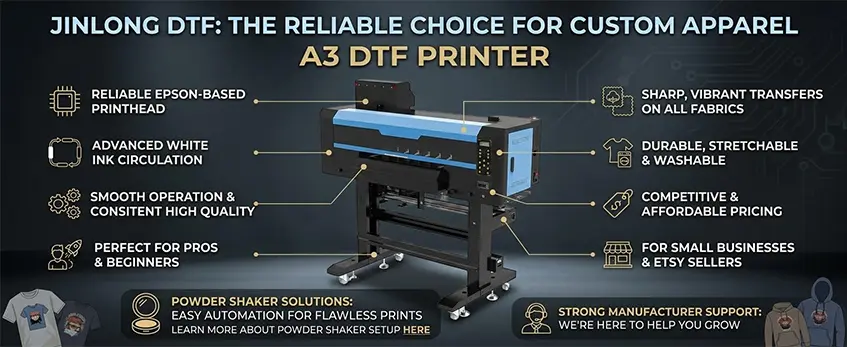 A3 DTF printer for shirts and hoodies