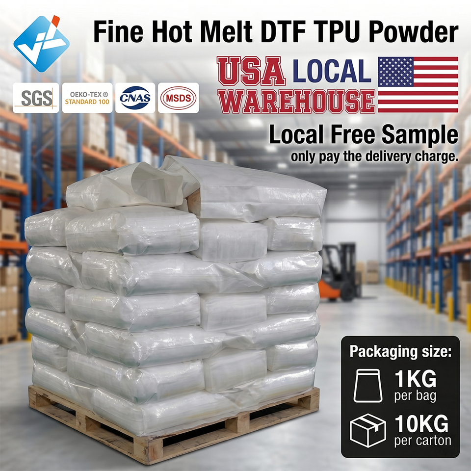 25 kg/sac de poudre DTF – Entrepôt aux États-Unis – 10 kg/carton – Poudre TPU thermofusible blanche, destinée aux imprimantes DTF à transfert d'encre